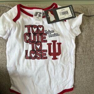 Russell Athletic White & Red "Too Cute To Lose" Indiana Hoosiers Baby Bodysuit
